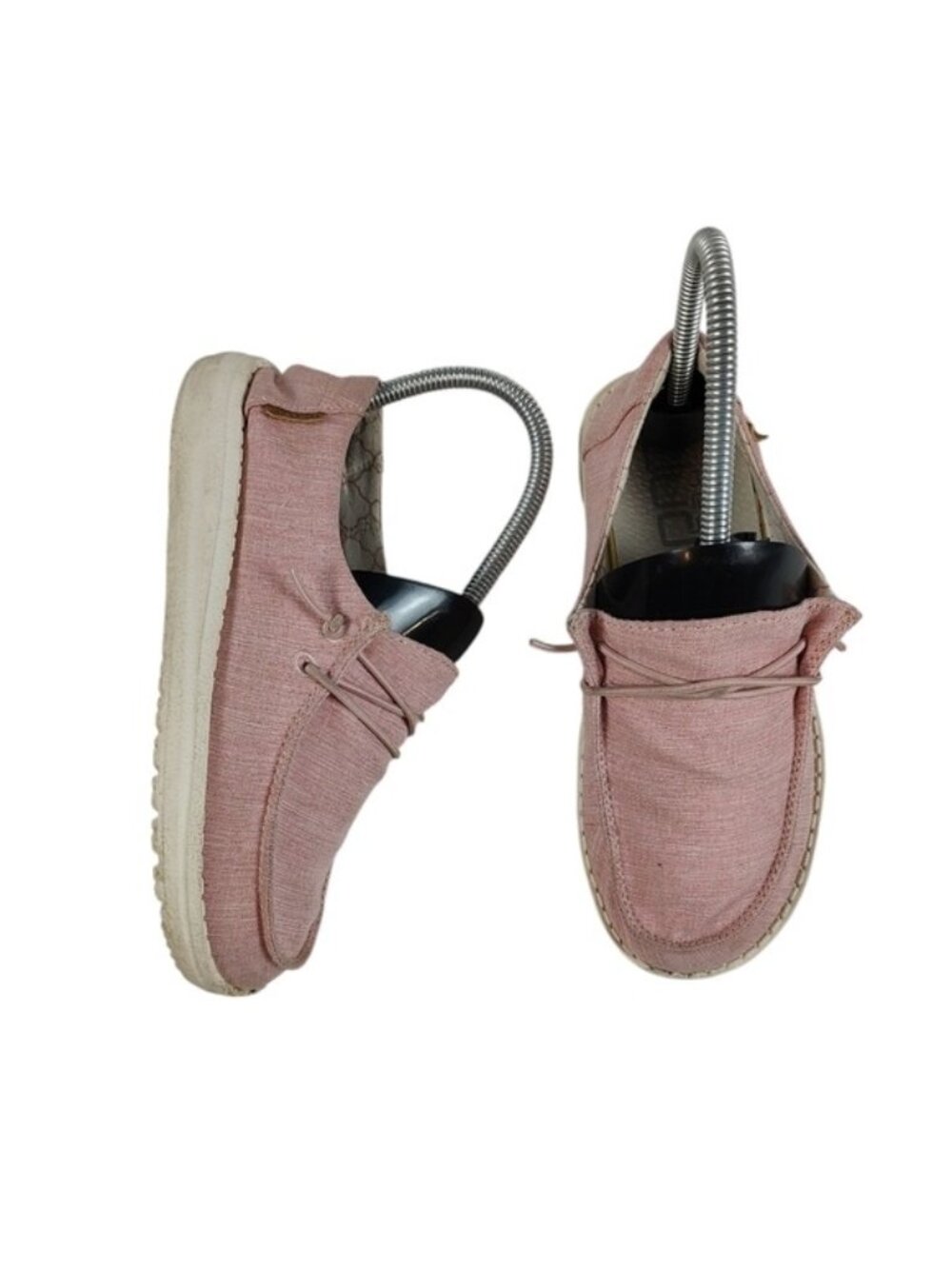 Hey Dude Wendy Youth Pink Linen Cotton Candy Shoes US 2-3